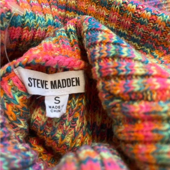 Steve Madden Gabby multi color balloon sleeve/fringe hem sweater women Small. - Picture 10 of 11